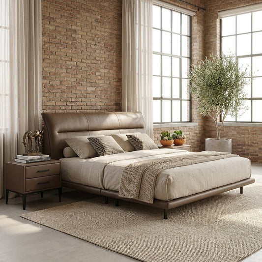 Hudson Genuine Leather Bed