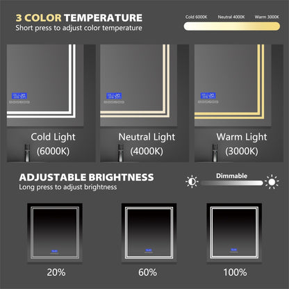 30" / 36" LED Bathroom Mirror with Bluetooth Speaker, iHome Style
