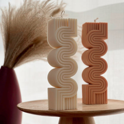 Große gerippte Säulenkerze | Moderne Sojawachskerze, Wohnaccessoire