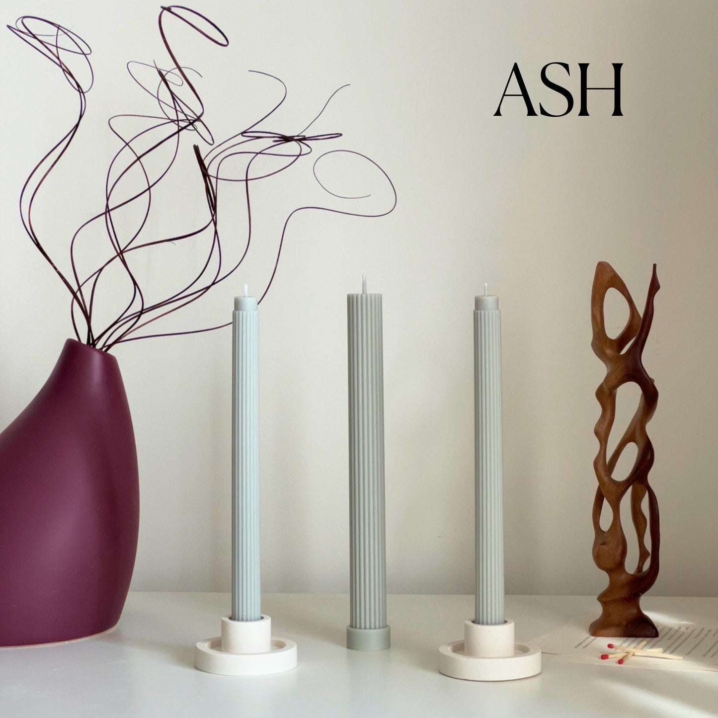 Ribbed Soy Wax Taper Candle: Unscented Event Decor