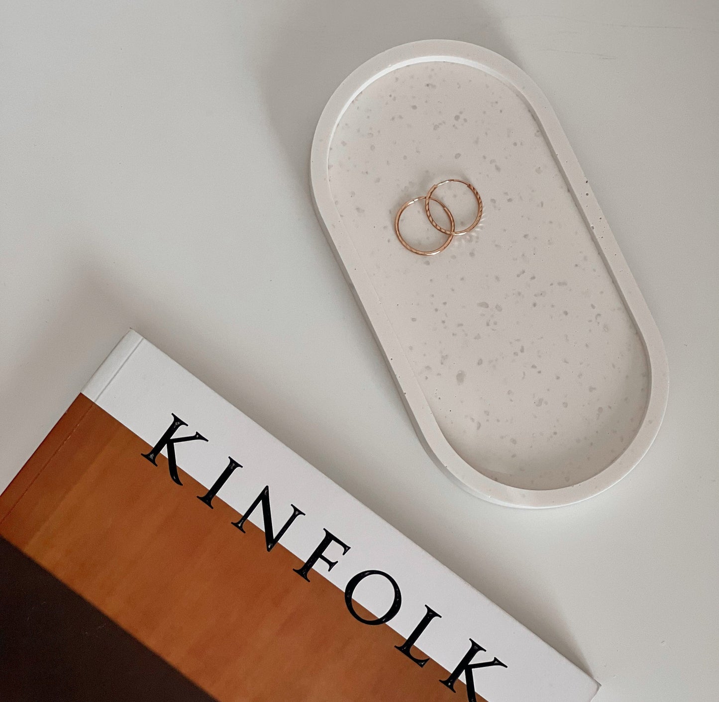 Handmade Jesmonite Oval Trinket Tray: Scandi Home Decor