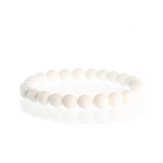 Porcelain White Faceted Round Bracelet - 8mm