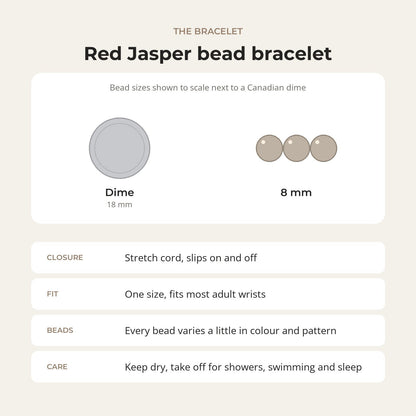 Red Jasper Round Bracelet - 8mm