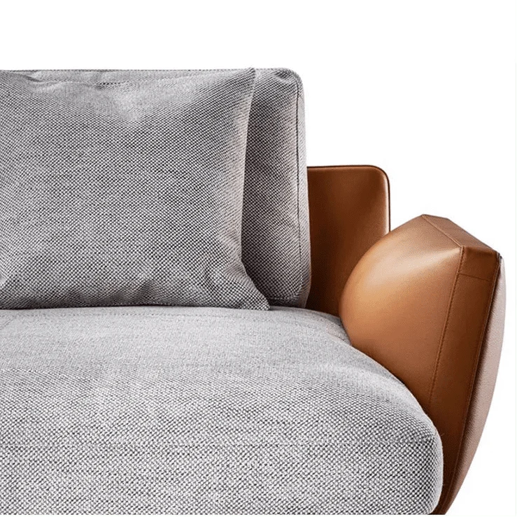 L30 Curved Leather Sectional Sofa with Steel Legs