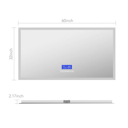 LED Bluetooth Bathroom Mirror with Speaker, Anti-Fog, Dimmable – 24" / 30" / 36" / 42" / 60" x 32"