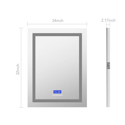24"–42" LED Bathroom Mirror with Bluetooth Speaker, Touch Sensor, Anti-Fog, 3-Color Light
