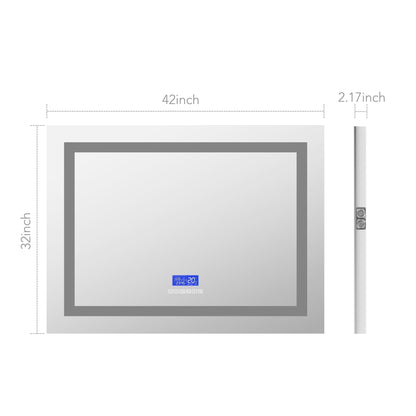 24"–42" LED Bathroom Mirror with Bluetooth Speaker, Touch Sensor, Anti-Fog, 3-Color Light