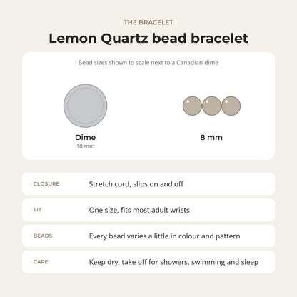 Lemon Quartz Round Bracelet - 8mm