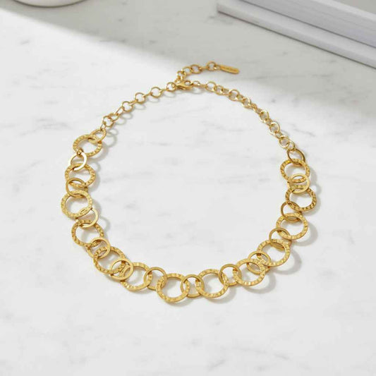 Linked Hoop Necklace - Gold Stainless Steel