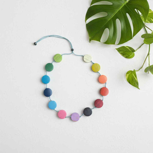 Short Wooden Rainbow Necklace