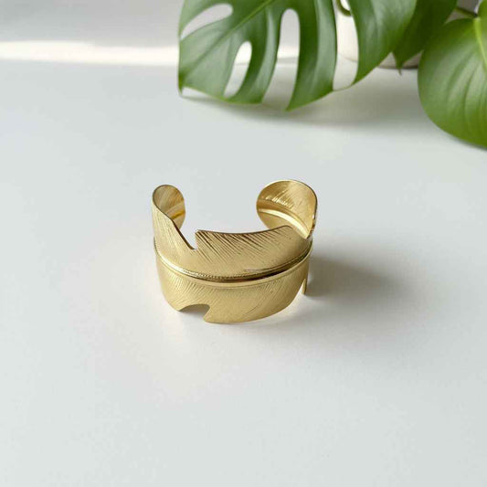 Leaf Wrap Cuff - Gold Stainless Steel