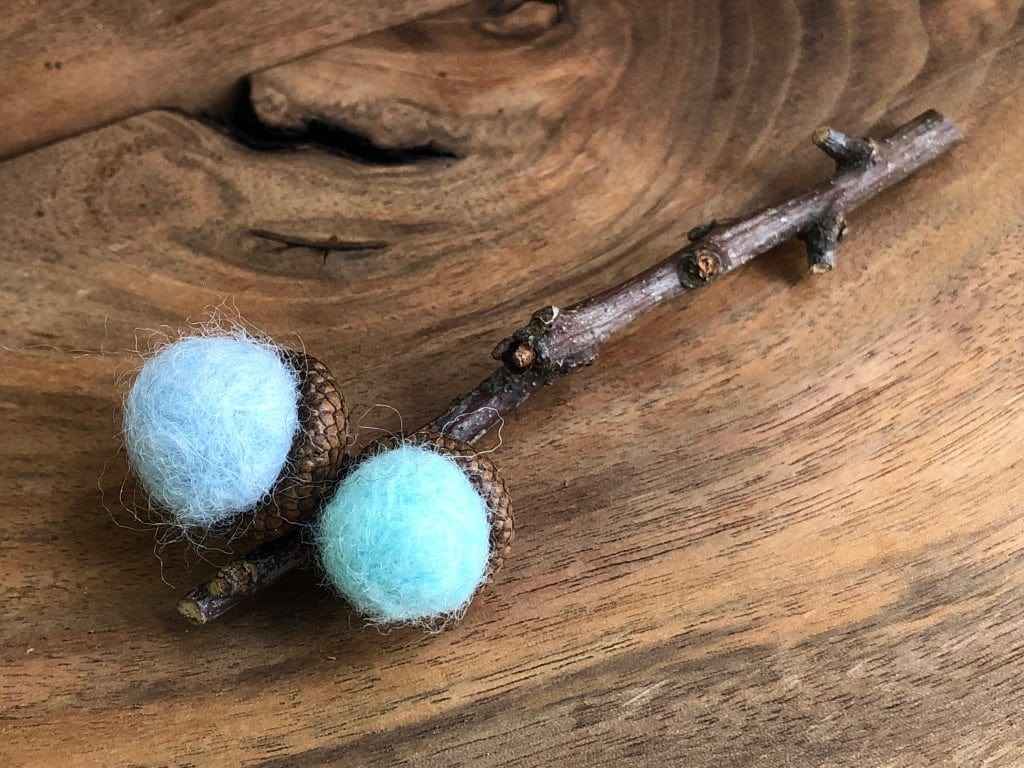 Acorn Stem | Felted | Baby Blue & Turquoise