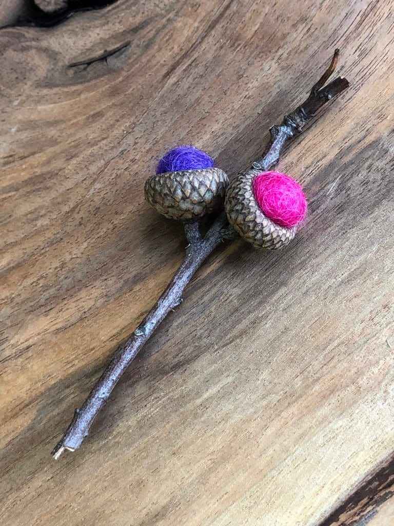 Acorn Stem | Felted | Purple & Pink