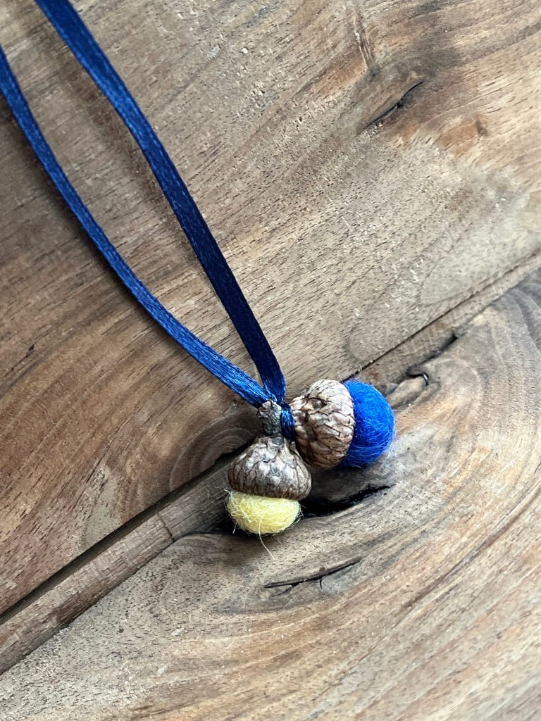 Tiny Double Felted Acorn | Royal Blue & Cream | Aromatherapy Diffuser