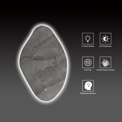 Loop Backlit LED Bathroom Mirror, Wave Sensor, Anti-Fog – 24"x38" / 26"x40"