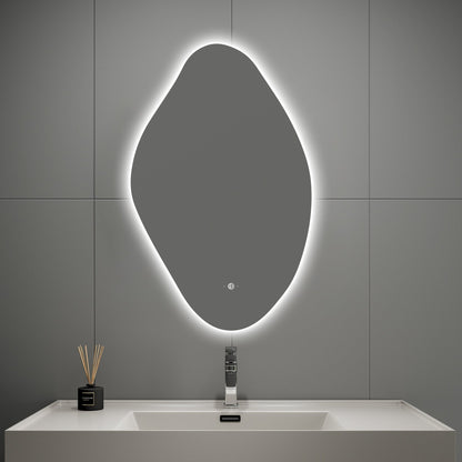 Loop Backlit LED Bathroom Mirror, Wave Sensor, Anti-Fog – 24"x38" / 26"x40"