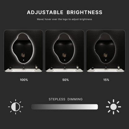 Loop Backlit LED Bathroom Mirror, Wave Sensor, Anti-Fog – 24"x38" / 26"x40"