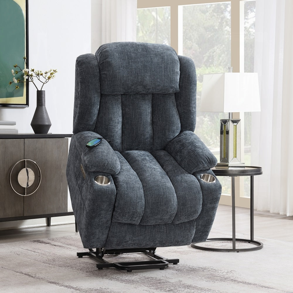 Krabi Power Recliner w/Lift, Heating & Massage - Blue