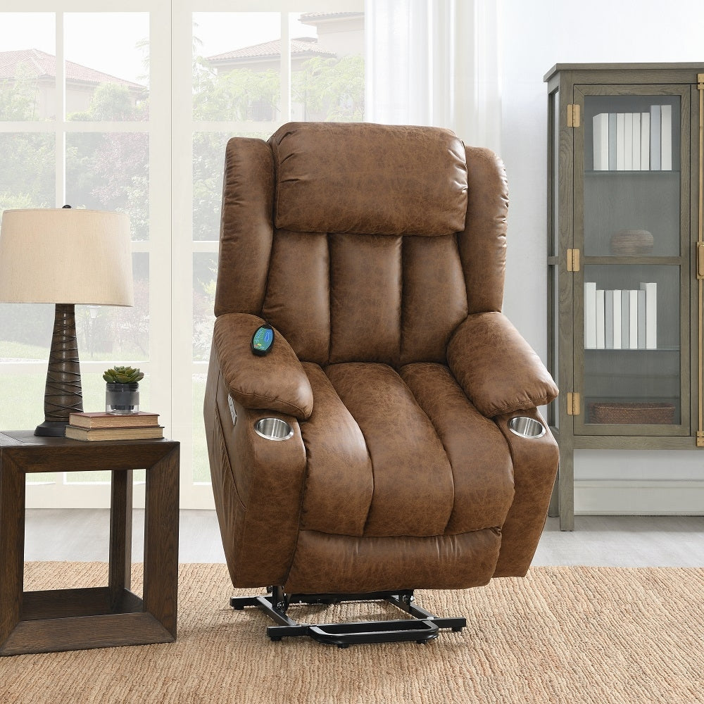 Krabi Power Recliner w/Lift, Heating & Massage - Brown