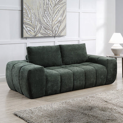 Cushy Condo Size 2 & 3 Seater Plush Sofas - Dark Green