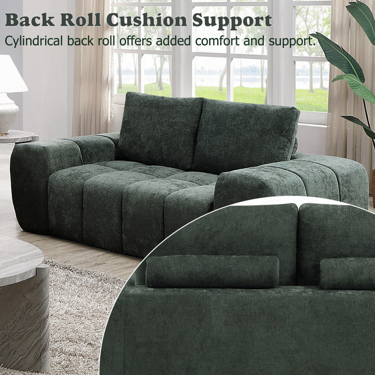 Cushy Condo Size 2 & 3 Seater Plush Sofas - Dark Green