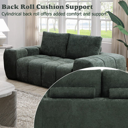 Cushy Condo Size 2 & 3 Seater Plush Sofas - Dark Green