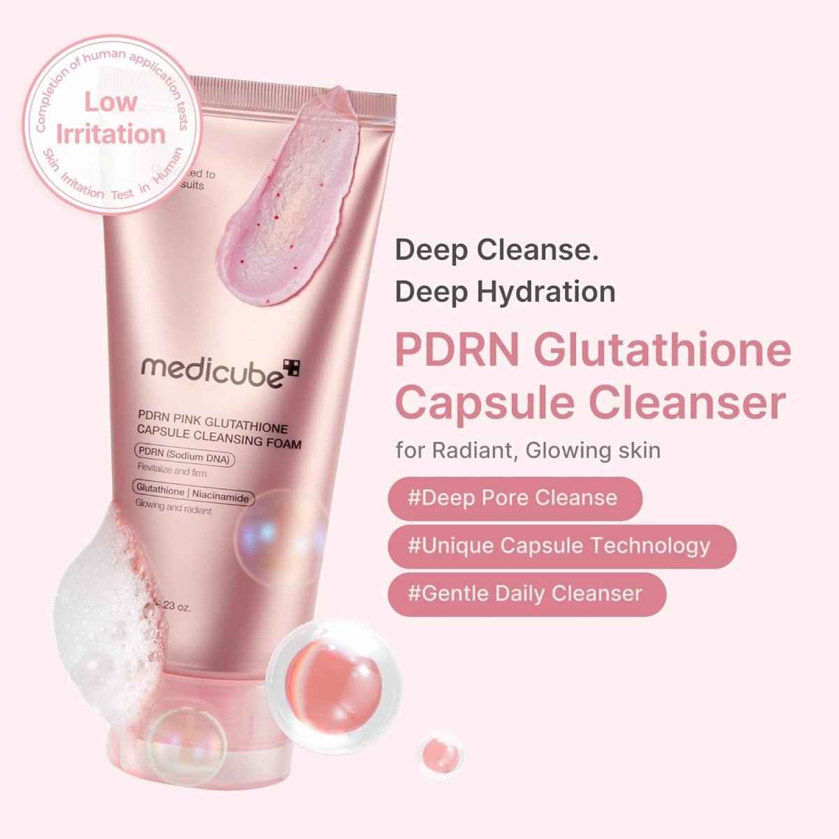 Medicube PDRN Pink Glutathione Capsule Cleansing Foam 120g