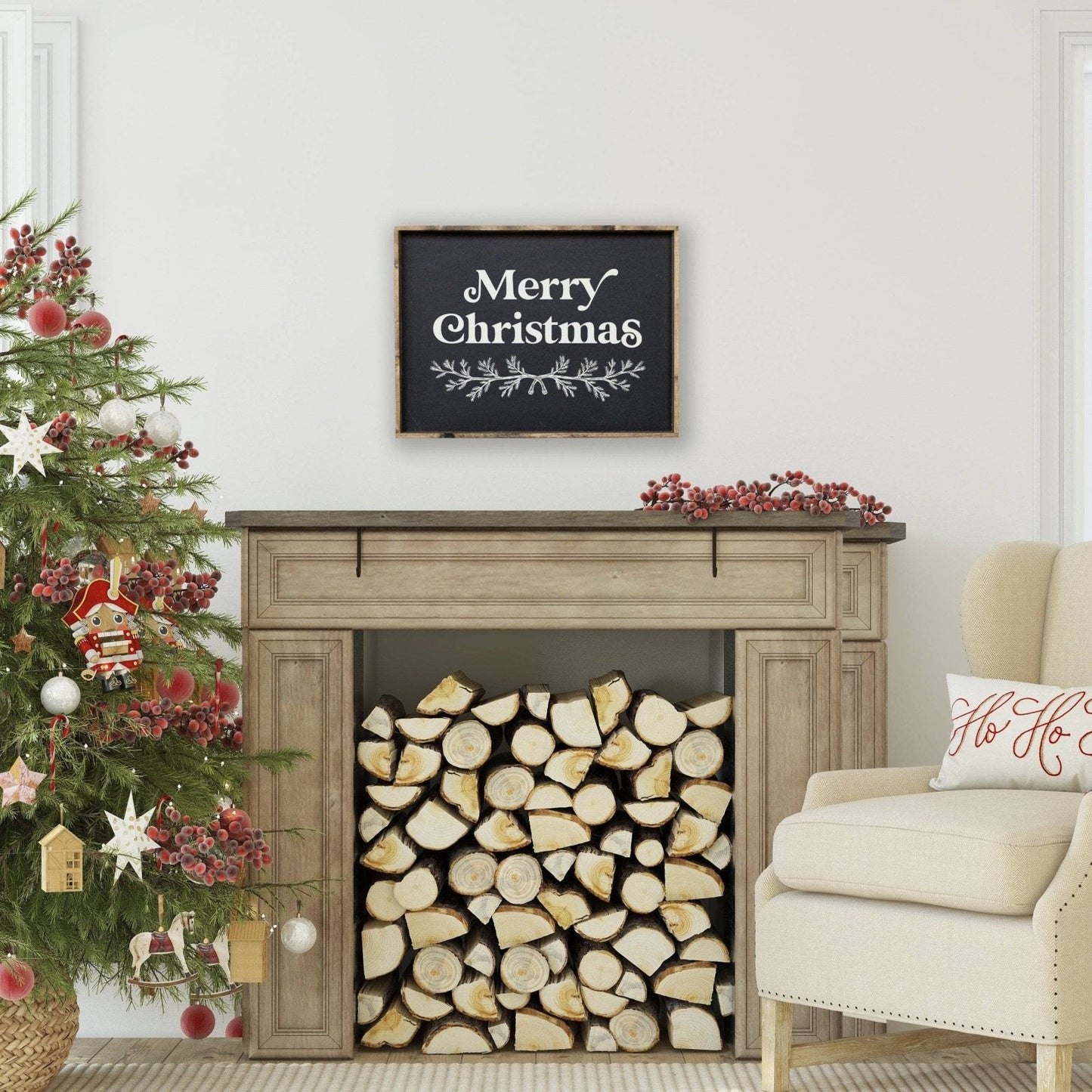 Merry Christmas (18"x24") Wood Sign