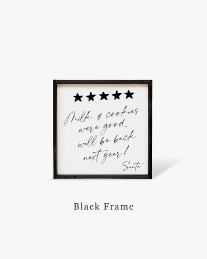 Milk & Cookies Santa Review - Framed Christmas Print