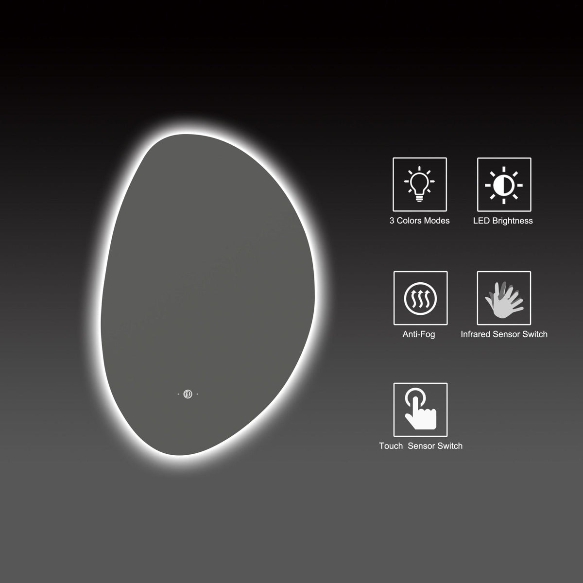 Minimalist LED Bathroom Mirror, Anti-Fog, Touchless Control – 24"x36" / 26"x38"
