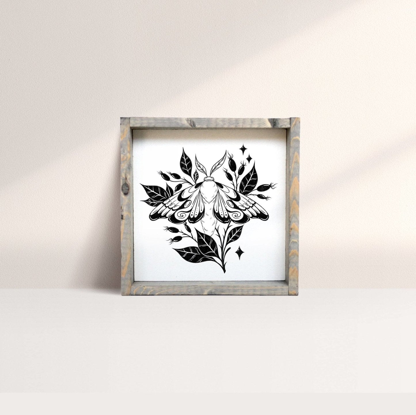 Moth Mini Wood Sign - AURABAGS SHOP