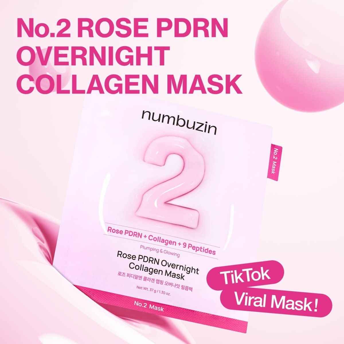 Numbuzin No.2 Rose PDRN Overnight Collagen Mask 37ml