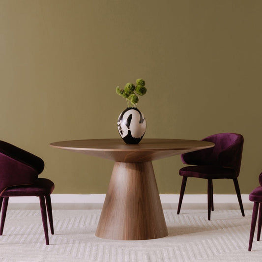 Odessa Round Dining Table Walnut Brown