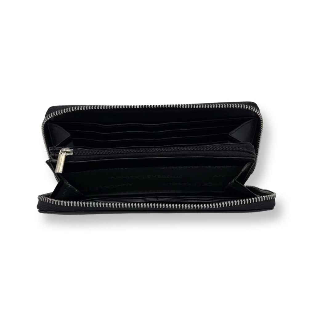 Petit portefeuille en cuir noir - Carla
