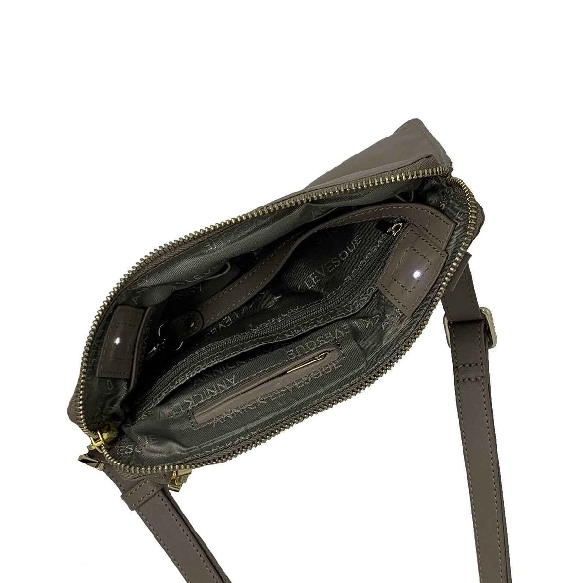 Petit sac bandoulière en cuir taupe - Anita