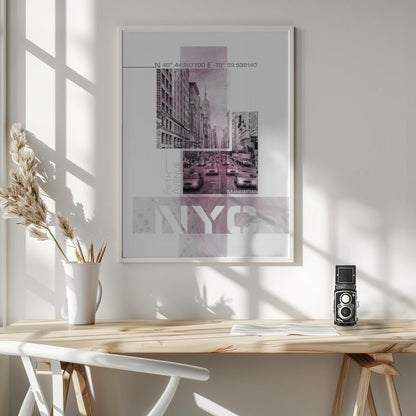 Wall art Poster Art NYC Fifth Avenue Traffic | pink marble
