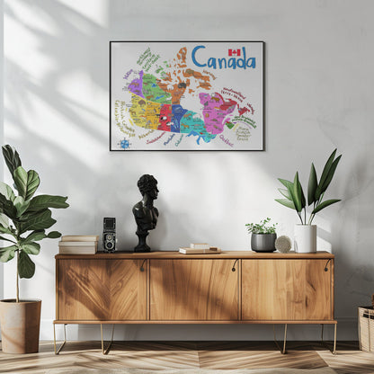 Wandbild Illustrierte Karte von Kanada mit Tieren von Carla Daly
