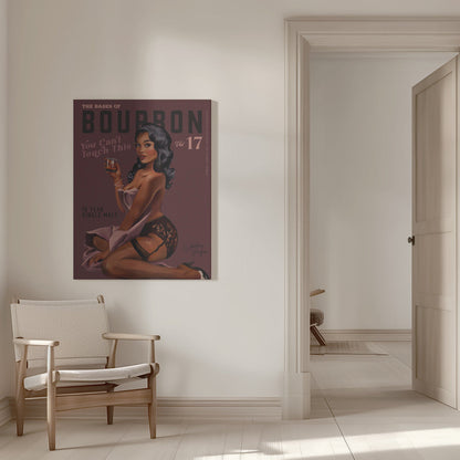 Wall art Babes of Bourbon Cant Touch This. Sexy Retro Pin Up Girl Whiskey Art