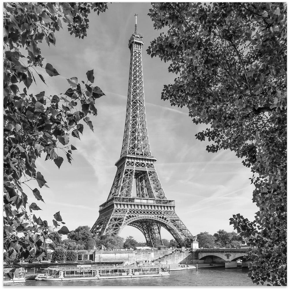 Wandbild PARIS Eiffelturm & Seine – Monochrom