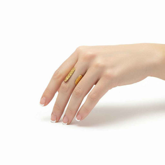 Beaten Cuff Ring - Gold Stainless Steel