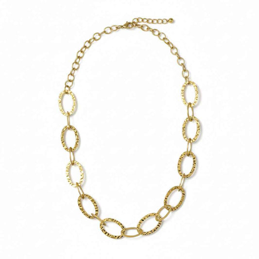 Linked Oval Necklace  - Gold Stainless Steel