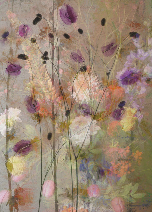 ウォールアート　絵画風の花々