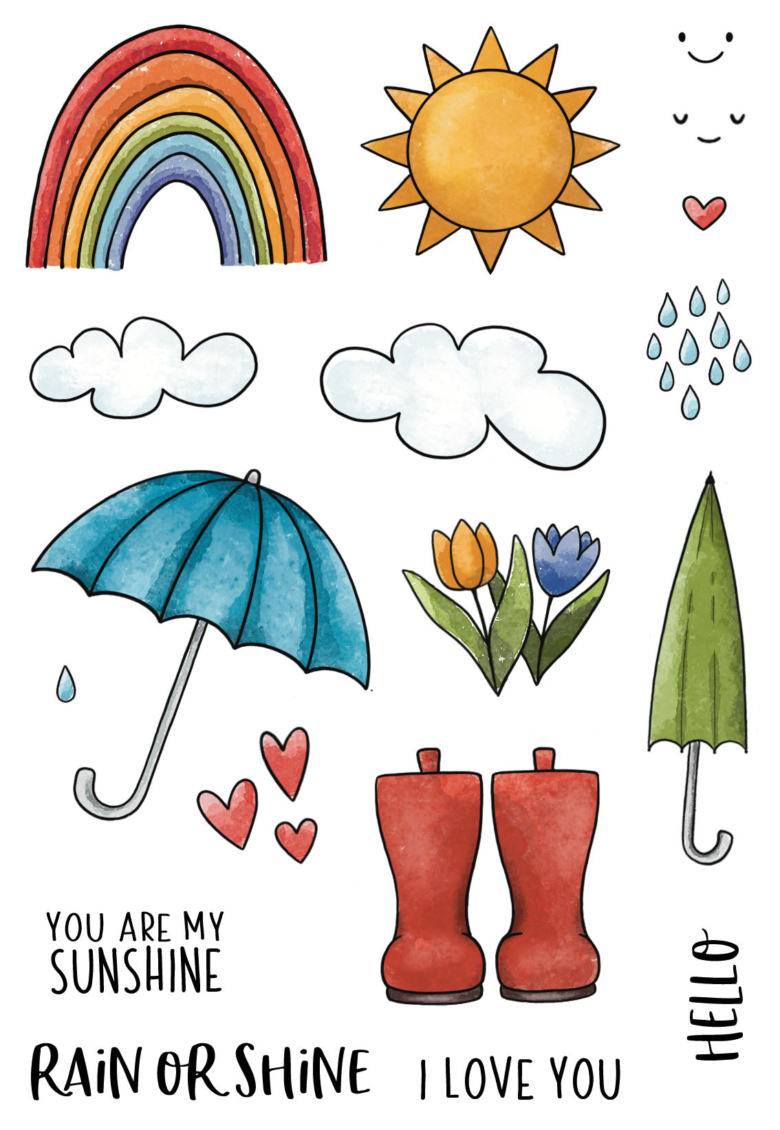 Creative Expressions Jane's Doodles Rain or Shine 4 in x 6 in Clear Stamp Set