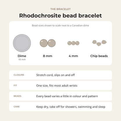Rhodochrosite Bead Bracelet