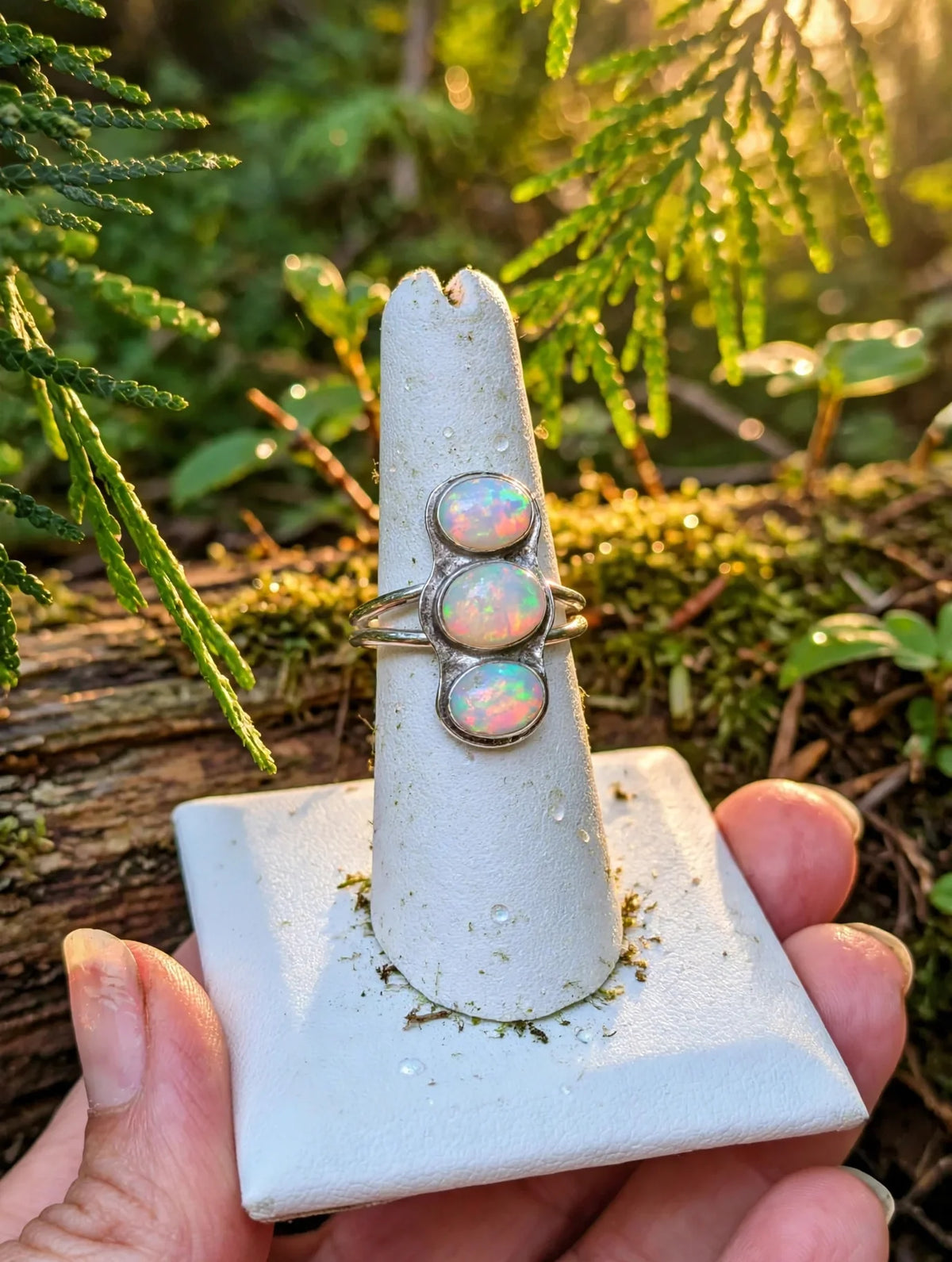 The Three Fates Ring – Three Opal Ring in Sterling Silver