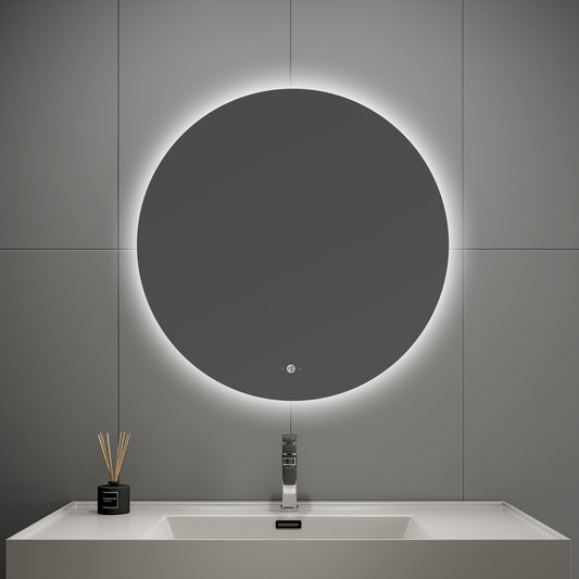 30"-42" Round LED Bathroom Mirror with Sensor Switch, Dimmable Backlit Anti-Fog Vanity Mirror