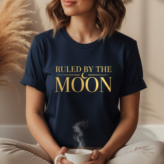 Ruled By The Moon T-Shirt | Celestial Graphic Tee for Women | Moon Lover Gift