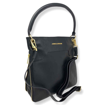 Sac à main en Cuir Véritable Noir, Amélie