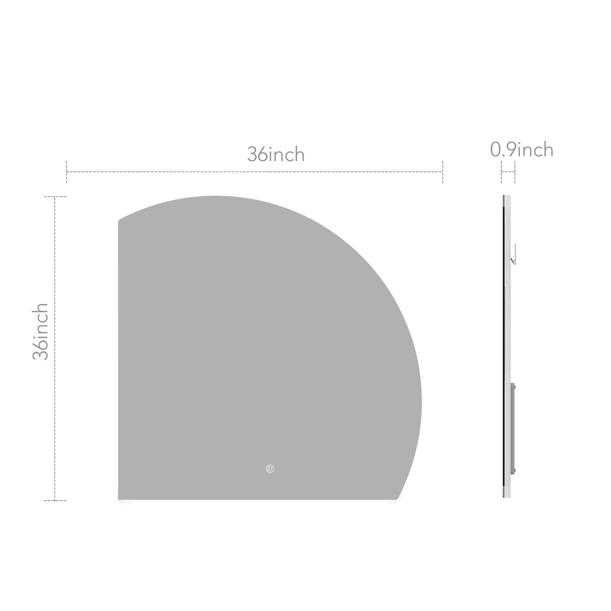 Semi-Circle LED Bathroom Mirror, Stepless Dimming, Tempered Glass – 32"x32" / 36"x36" / 42"x42"
