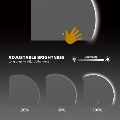 Semi-Circle LED Bathroom Mirror, Stepless Dimming, Tempered Glass – 32"x32" / 36"x36" / 42"x42"